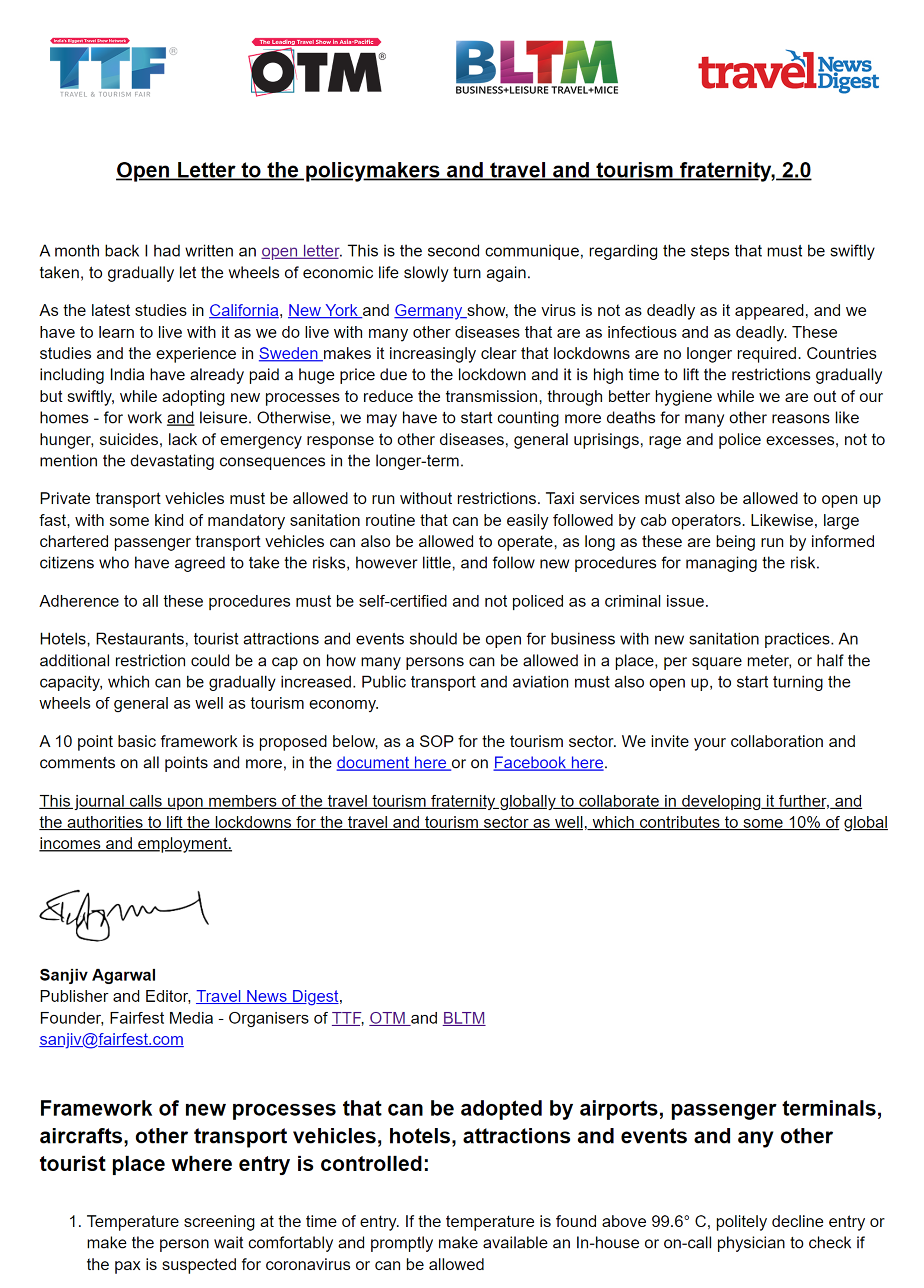 Open Letter 2 to the policy makers & tourism fraternity